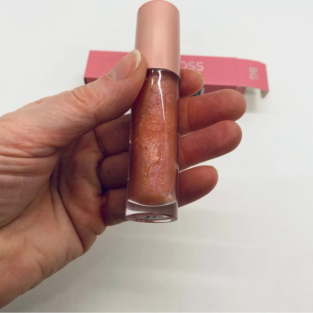 NWT BossGloss Lip Gloss in BreakRoom Blush (sparkly pink) 0.5 ml Full Size